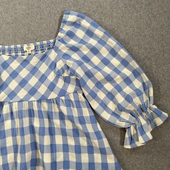 Entro Blue and White Checkered Blouse - Picture 2 of 10